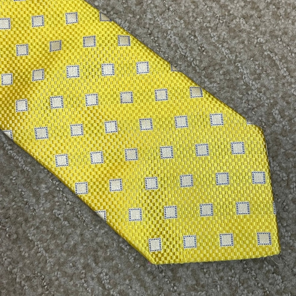 Chaps Ralph Lauren Yellow Square Pattern Silk Nec… - image 5